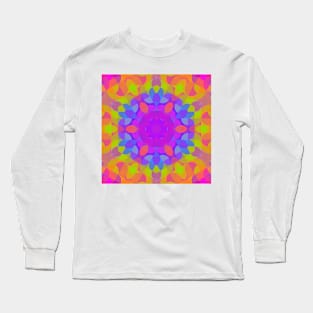 Retro Mandala Flower Pink Blue and Green Long Sleeve T-Shirt